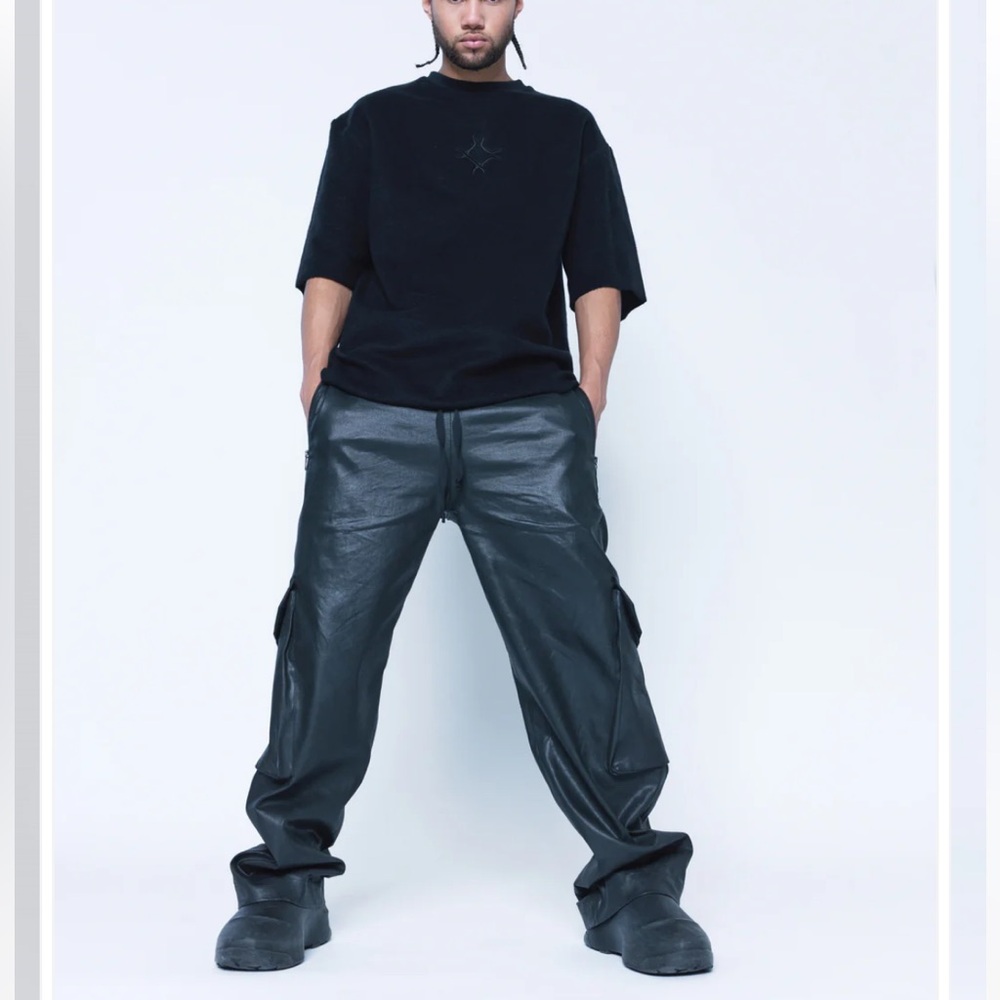 LAKRIS Unisex Black Coated Denim Pants